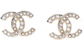 Chanel Crystal Pearl CC Earrings 0.5" Gold