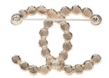 Chanel Glass Pearl CC Brooch Gold/Pearly White