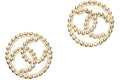 Chanel Gold Metal Logo Earrings Gold