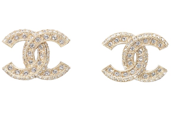 Chanel Metal and Strass Earrings Resin Gold
