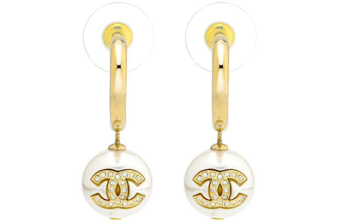Chanel Pearl Hoop Earrings Gold/Pearl (AB8451 B08257 NI488)