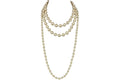 Chanel Pearl Necklace Gold-tone Triple Strand Cream