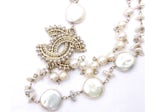 Chanel Stud CC Freshwater Pearl Chain Necklace Gold