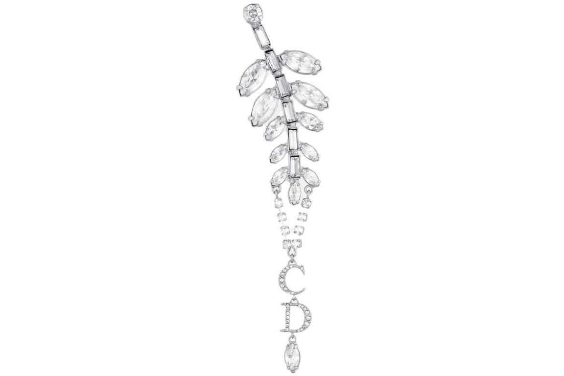 Dior x ERL Brooch Silver-Finish Brass and White Crystals