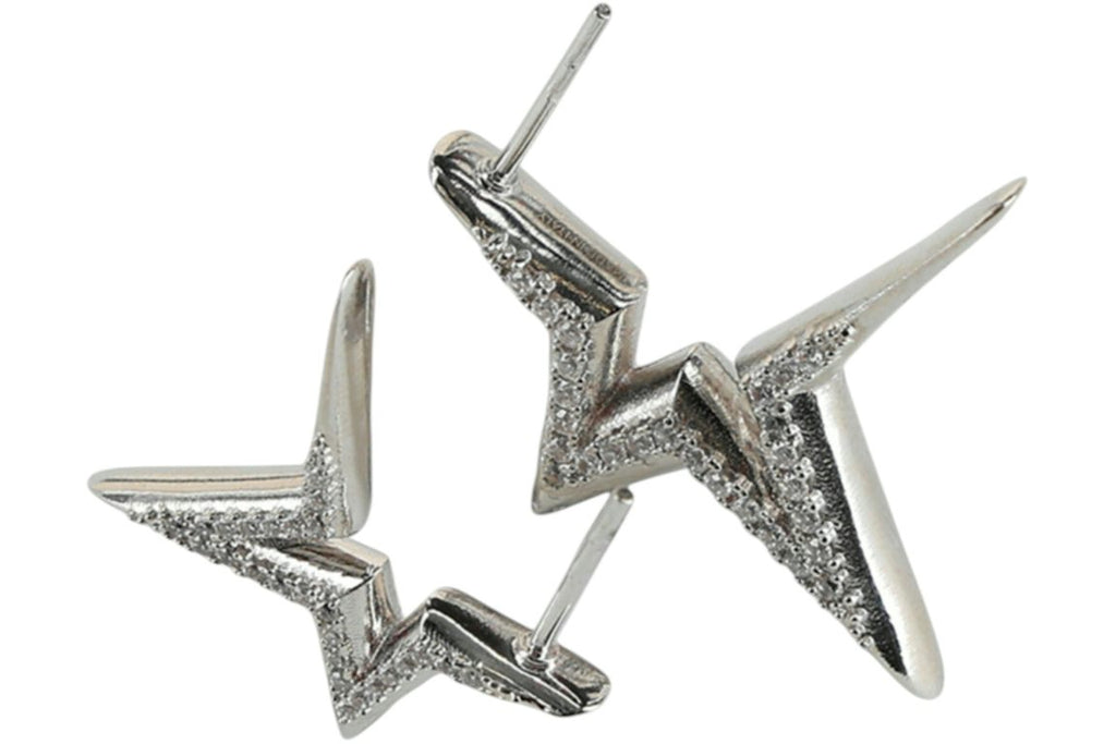 Ferragamo Crystal-Embellished Asymmetrical Star Earrings Multi