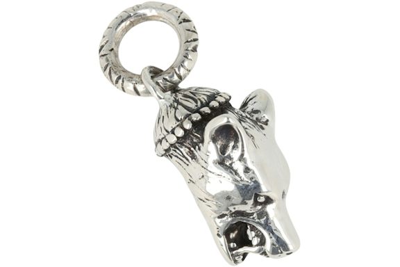 Gucci Anger Forest Wolf Head Charm Silver