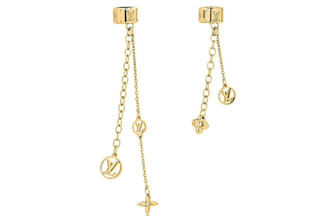 Louis Vuitton Nanogram Earphone Earrings Gold