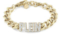 Philipp Plein Lettering Crystal Cuban Links Bracelet Gold