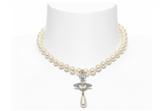 Vivienne Westwood Choker One Row Pearl Drop Silver