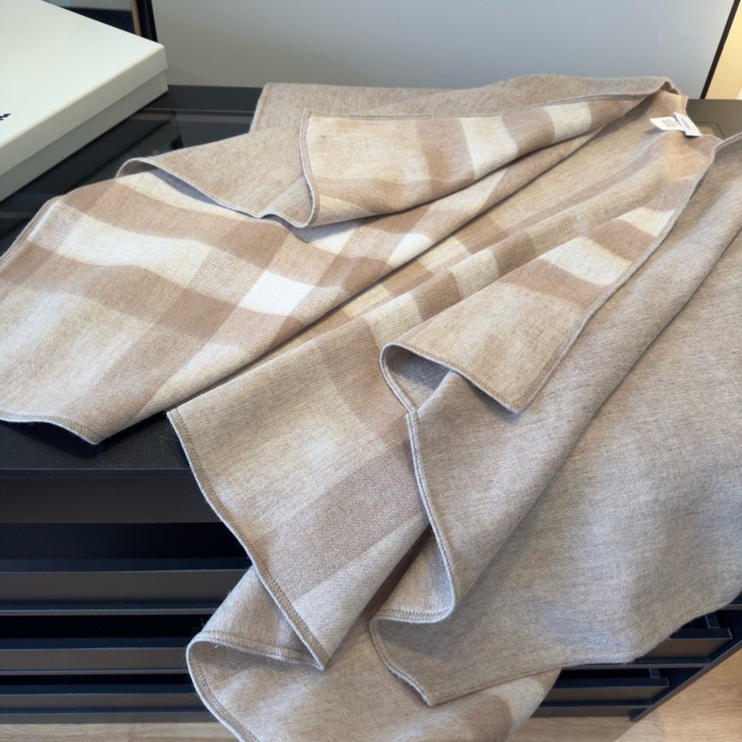 Burberry Reversible Plaid Cape Shawl — detail