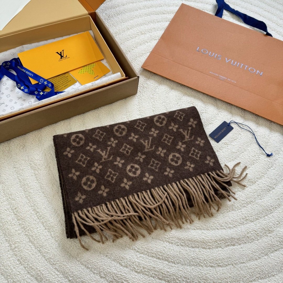 Louis Vuitton Monogram Fringed Scarf — front