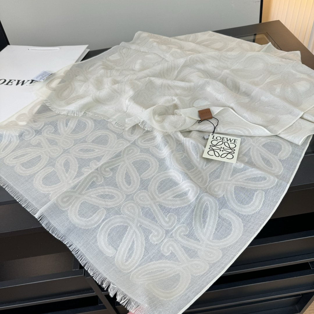 LOEWE Anagram Fringed Scarf — detail