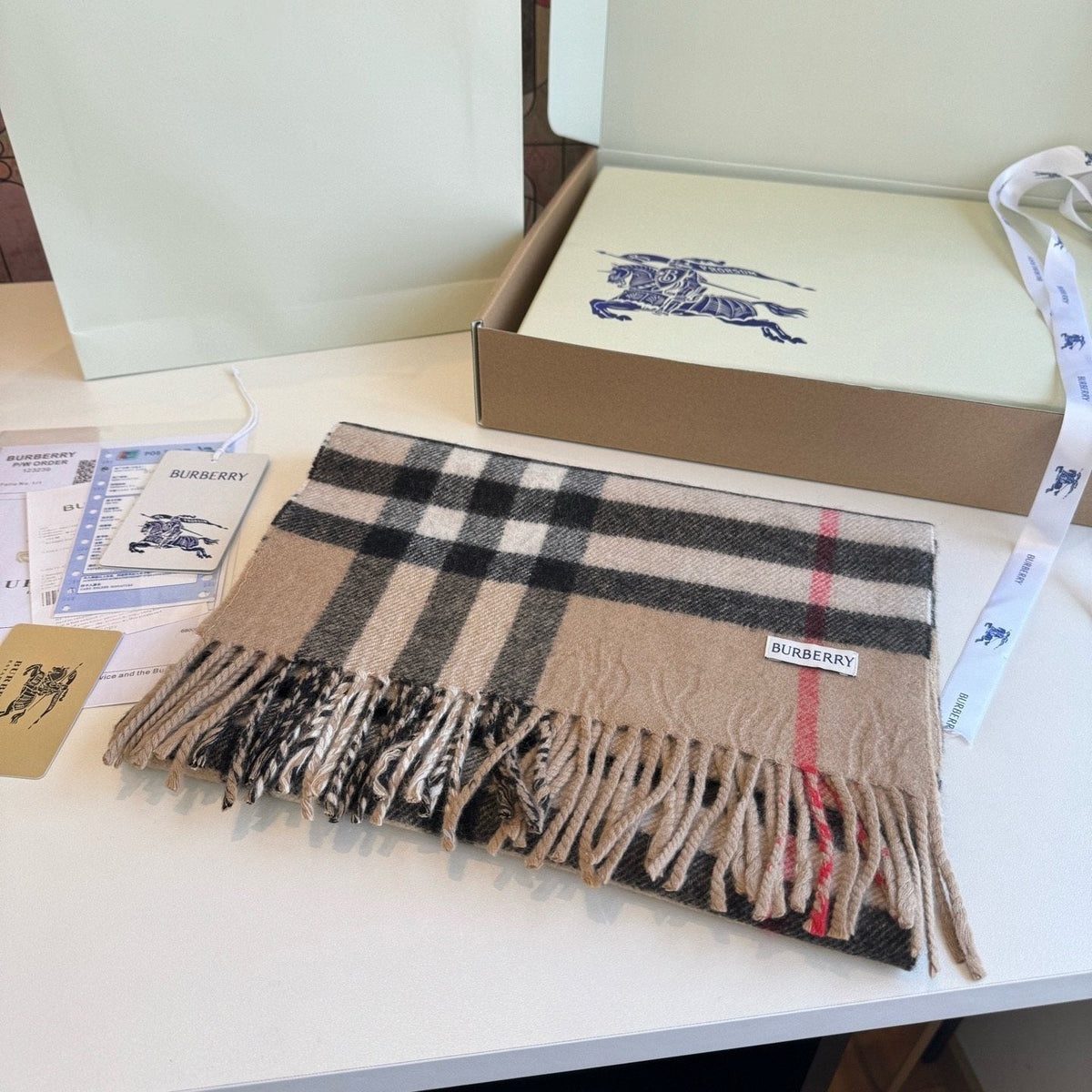 Burberry Reversible Check Fringe Scarf — front