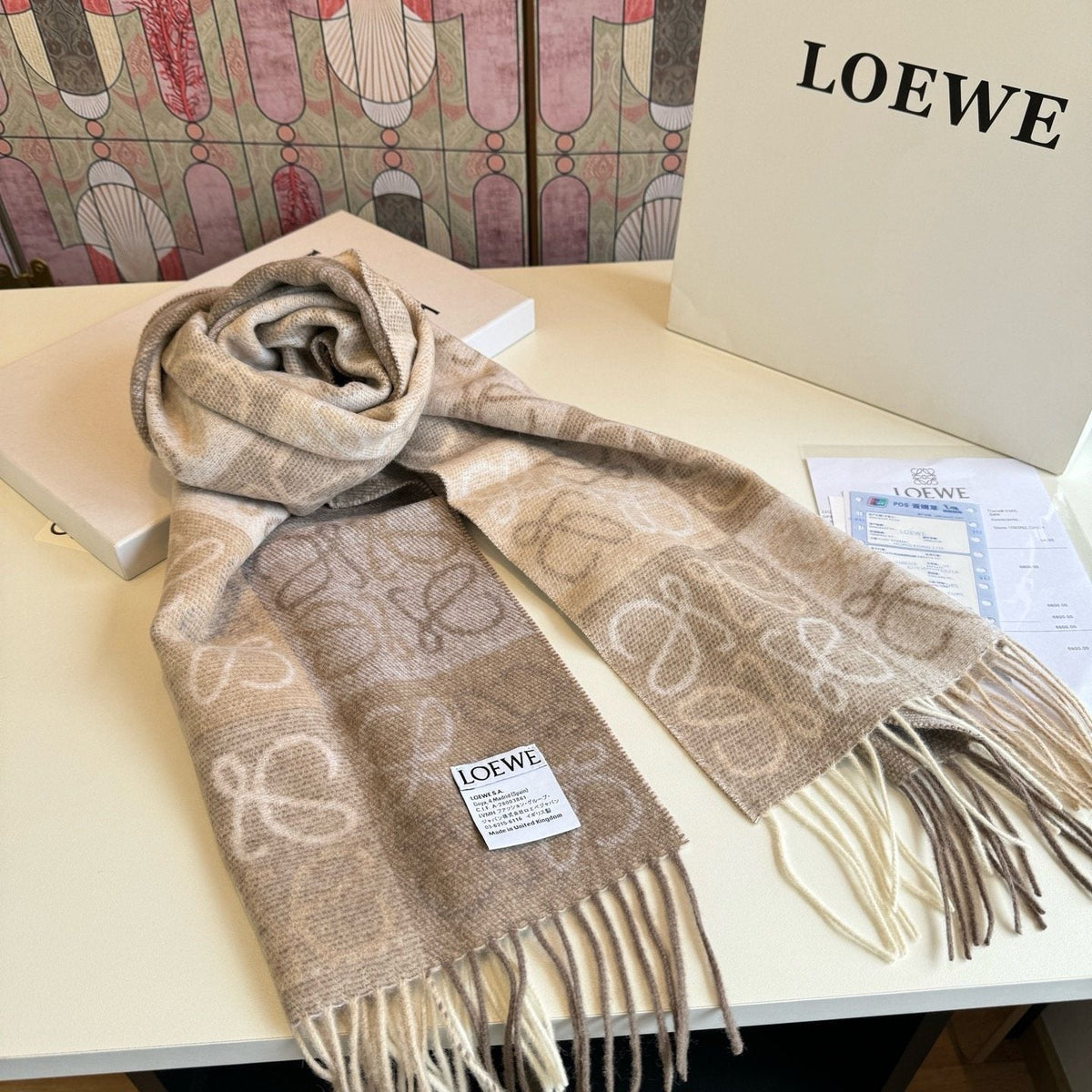 LOEWE Fringed Loop-Motif Scarf — front