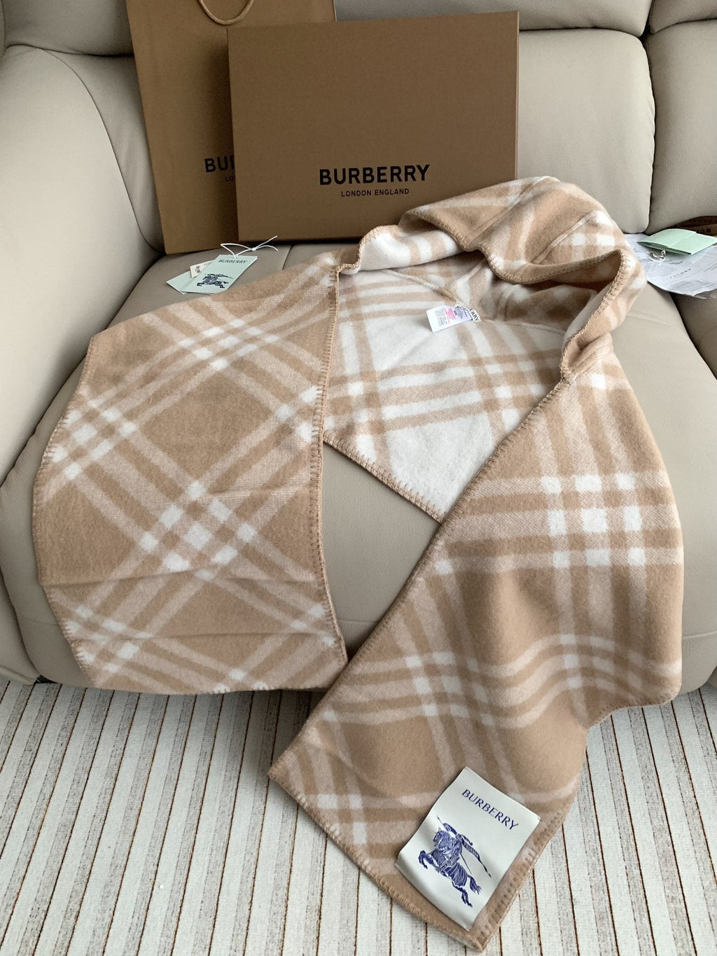 Burberry Plaid Hooded Scarf — front