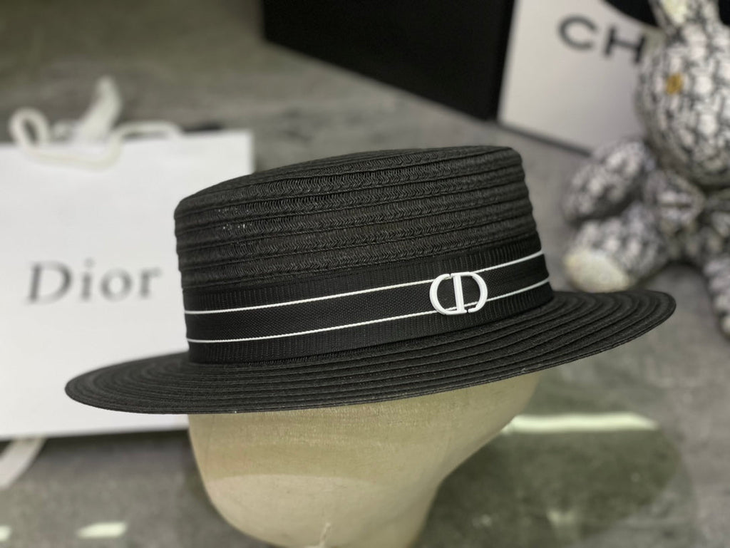 Dior Linen Flat Cap - White / Black