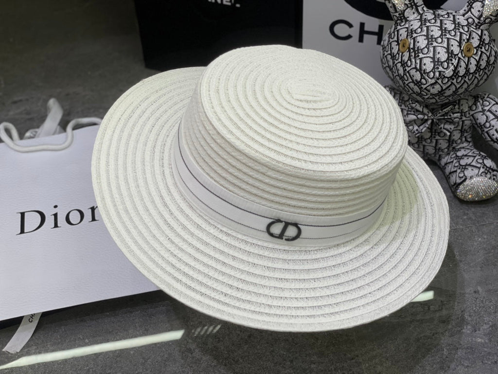 Dior Linen Flat Cap - White / Black