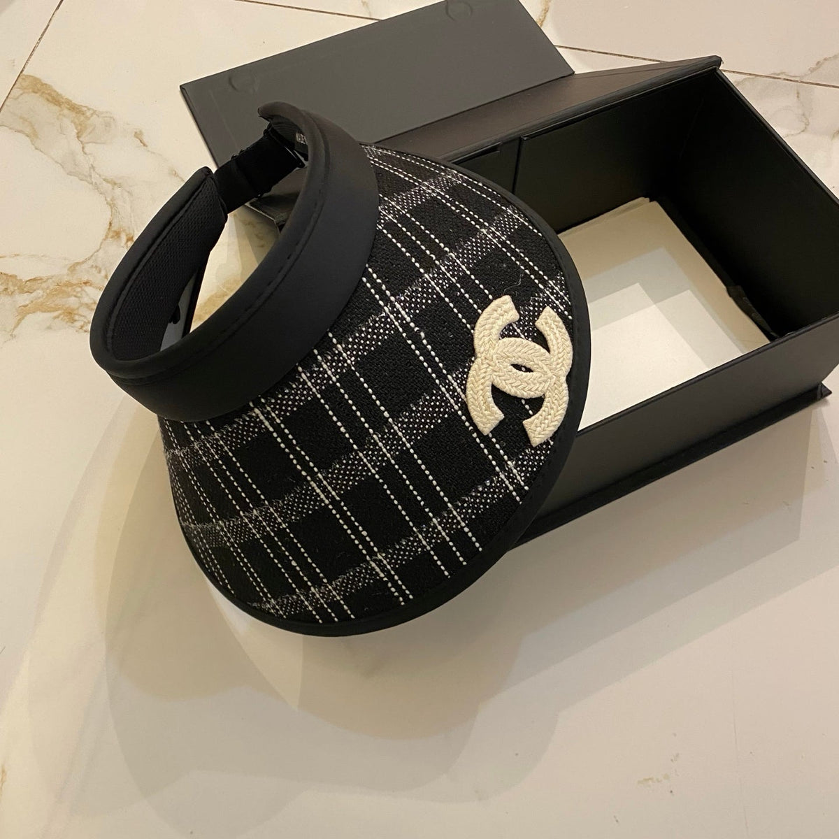 Chanel-Inspired Checkered Sun Visor
