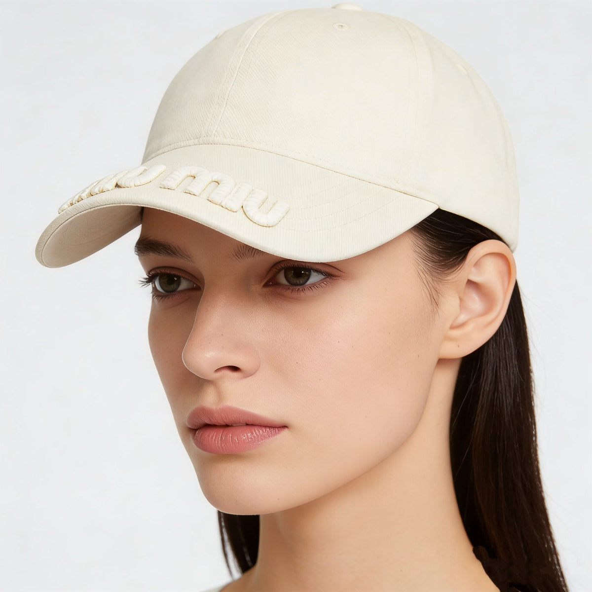 Miu Miu Distressed Washed Baseball Cap - Black / White
