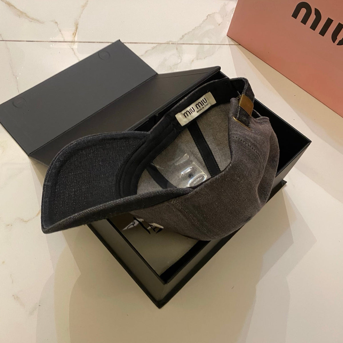 Miu Miu Distressed Washed Baseball Cap - Blue / Brown