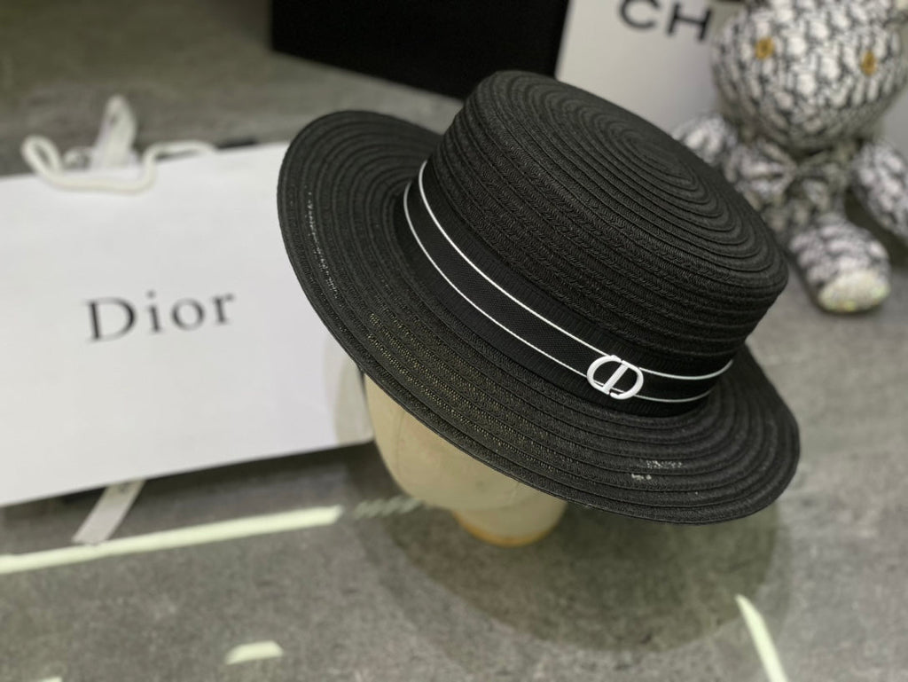 Dior Linen Flat Cap - Black / White