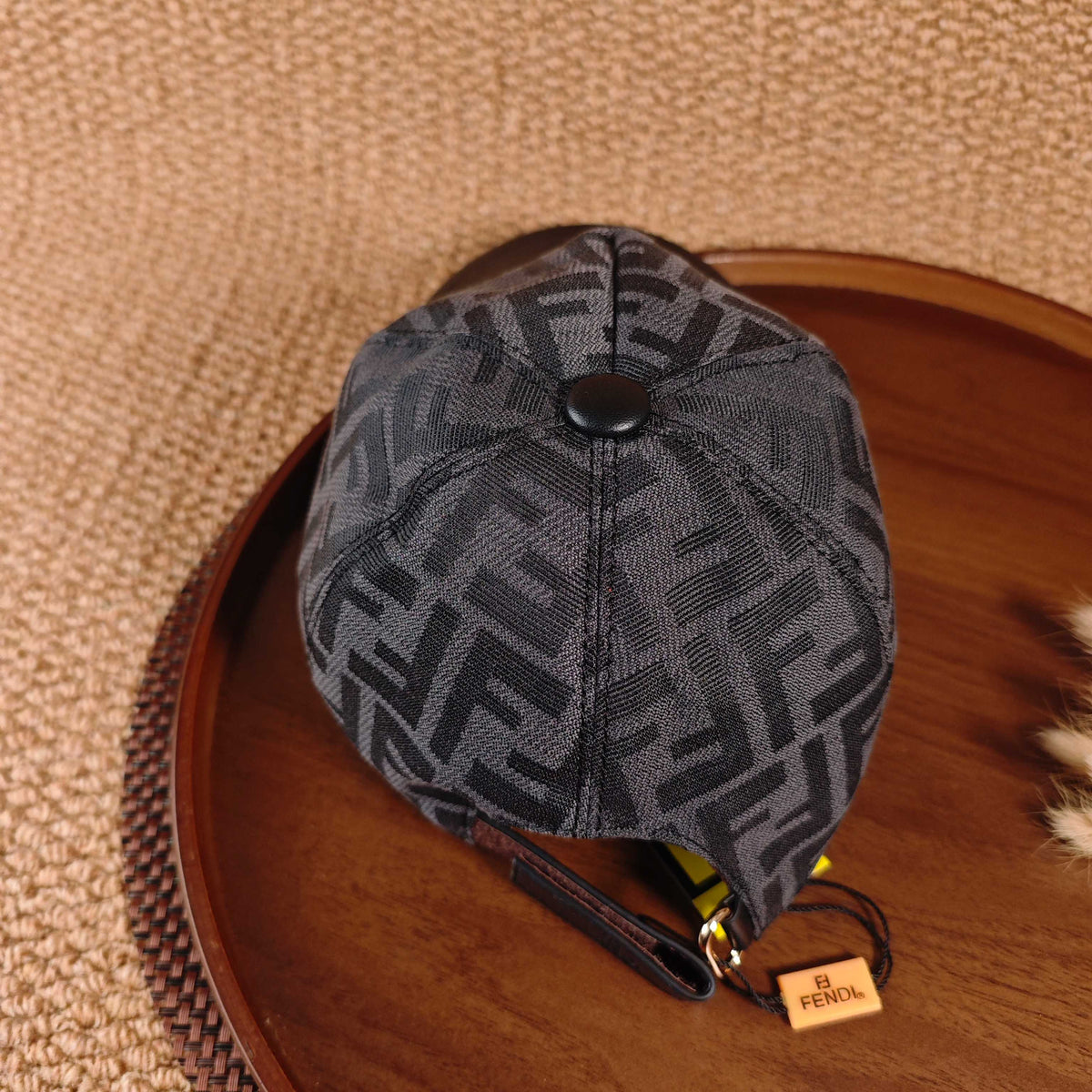 Fendi FF Monogram Leather Brim Baseball Cap