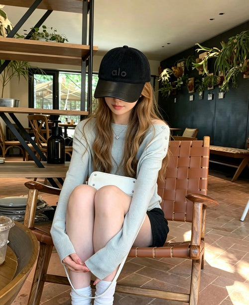 ALO Vintage Corduroy Baseball Cap with Leather-Style Panels