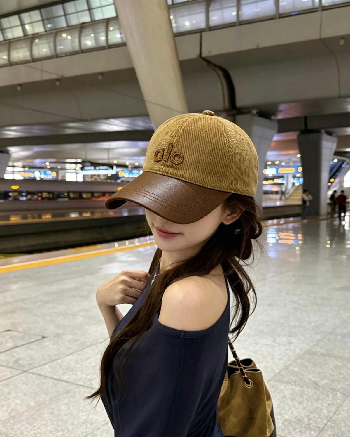 ALO Vintage Corduroy Baseball Cap with Leather-Style Panels